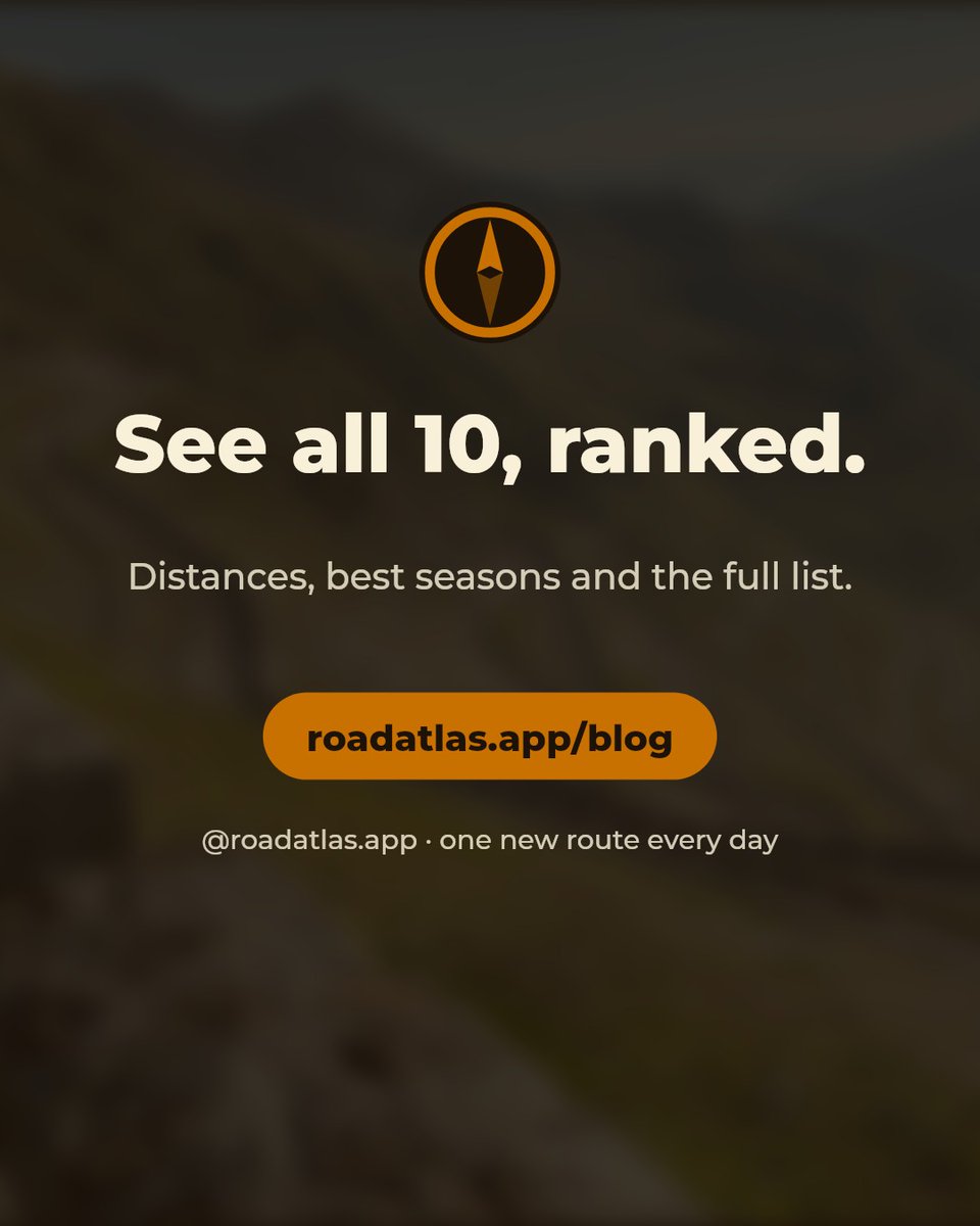 MeganEdmunkk's tweet photo. The best short road trip on Earth is just 49 km: Italy’s Stelvio Pass. Its iconic hairpins are best driven June to October. Norway’s Atlantic Ocean Road and Austria’s Grossglockner follow. Save this for your next free weekend. https://t.co/o1yRCsivBC