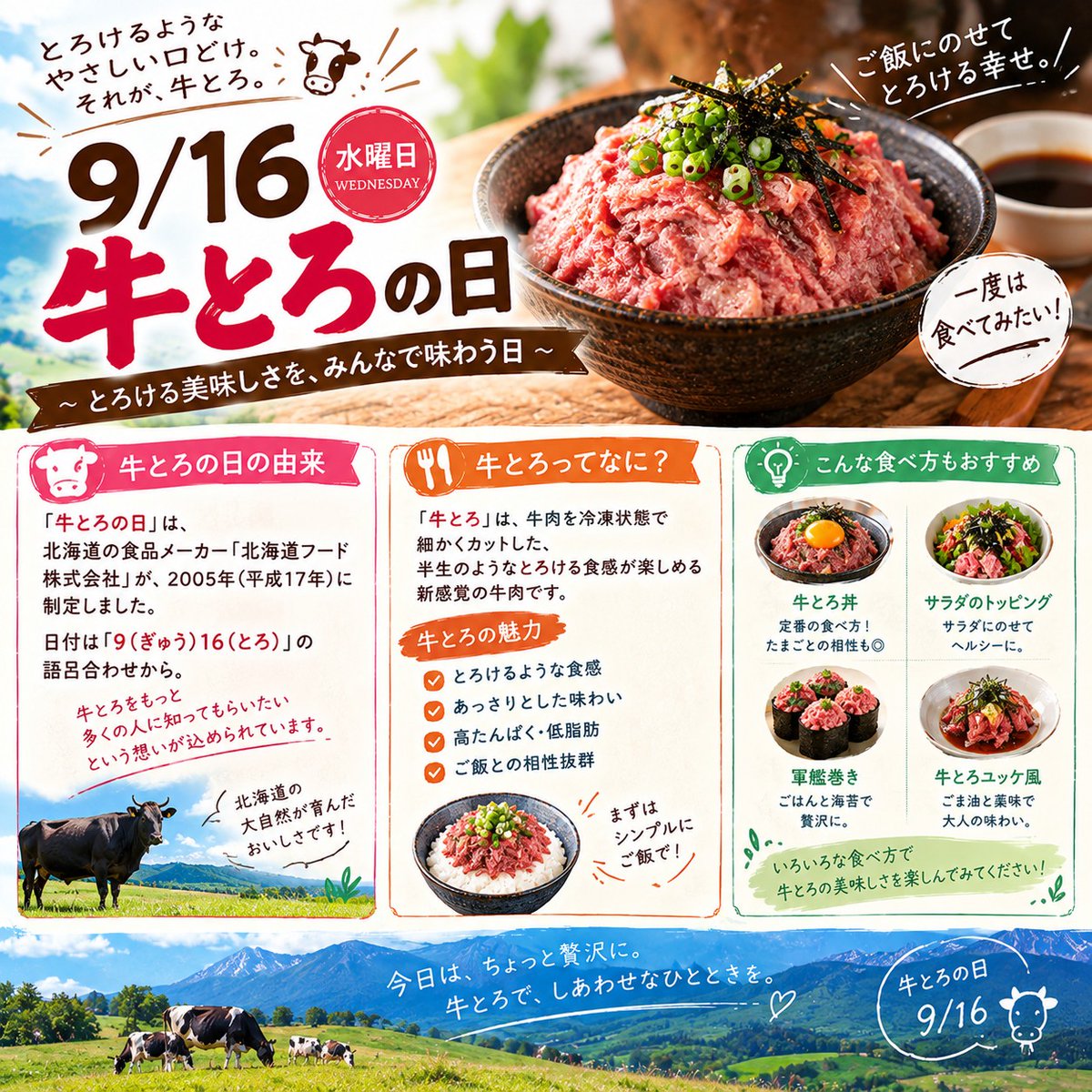 Kernel_h_e's tweet photo. おはようございます☁現在24℃            

今日は #牛とろの日

う～ぅ。。中の人食べたことがないんです。

調べていたらお腹が鳴りました、朝なのに😂
食べたい！どーしましょうこの感情を（笑） 

本日も宜しくお願いします！#企業相互フォロー #企業公式が毎朝地元の天気を言い合う https://t.co/cQO2JkV9YT