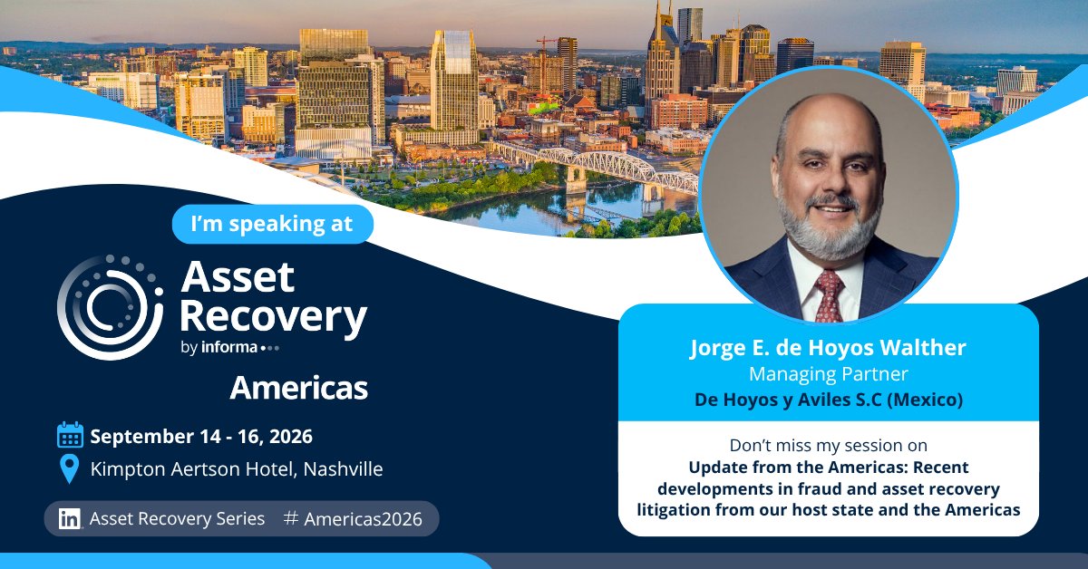 Dehoyosyaviles's tweet photo. Jorge de Hoyos Walther participó como conferencista en la conferencia de #assetrecovery en Nashville https://t.co/4uxMitYXI0