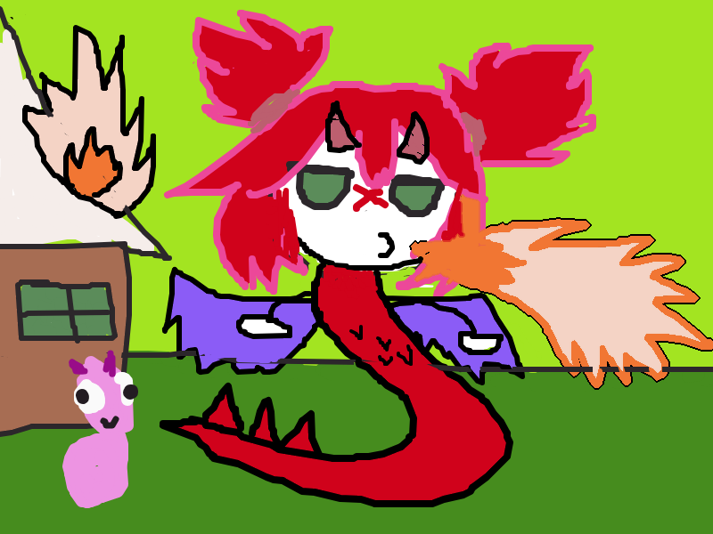 NephiiNerine's tweet photo. Wah! Thank you so much for the cute art (from CinnamonQA). I love the dopey Guildwing beside me that's just happy to witness the destruction I've caused. #NephiiCraft https://t.co/TFIRf2Tb6n