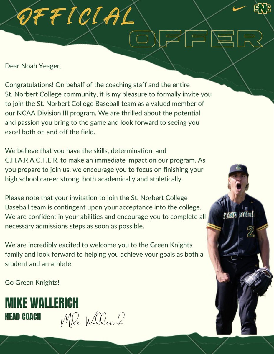 NoahYeager8's tweet photo. After a great talk with @CoachMaus10 I am very thankful to have received my second offer to St. Norbert College! 
@HunterMorris15 @k_robinson20 @para_el_Rey @jakedaltrui https://t.co/oucoGspLpP