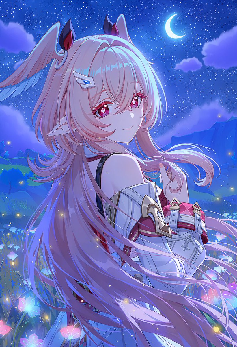 Yukichannn_zzz's tweet photo. 来たよ〜。パイモンはルミと一緒に寝てるみたい。ねぇ、私たちは二人でお散歩しよ？ 🌙✨ https://t.co/2cXRMO9eQ5