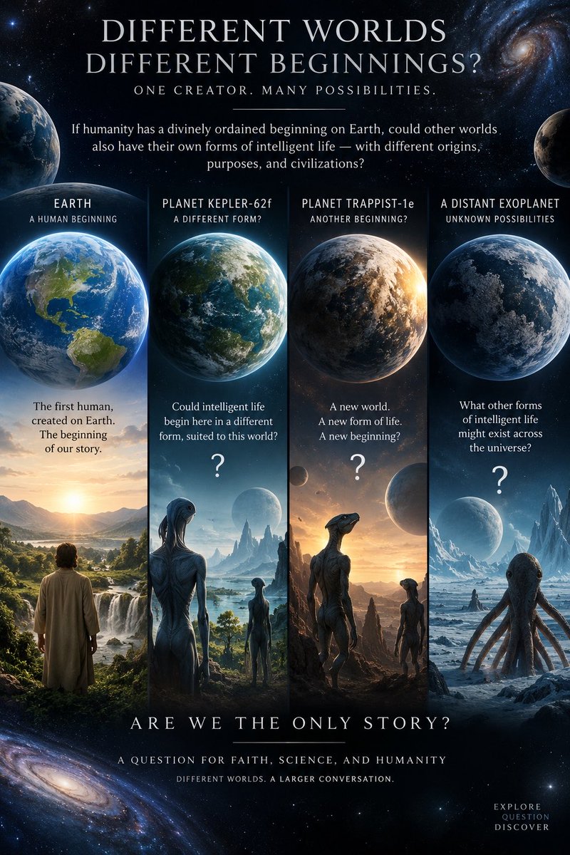 SayedZaeemRizvi's tweet photo. If intelligent life can emerge on Earth, could other planets have their own unique beginnings, forms of life, and civilizations?

Could the universe contain many independent “stories of creation” across cosmic time?

A question for discussion, not a conclusion. https://t.co/v30DXXcJDP