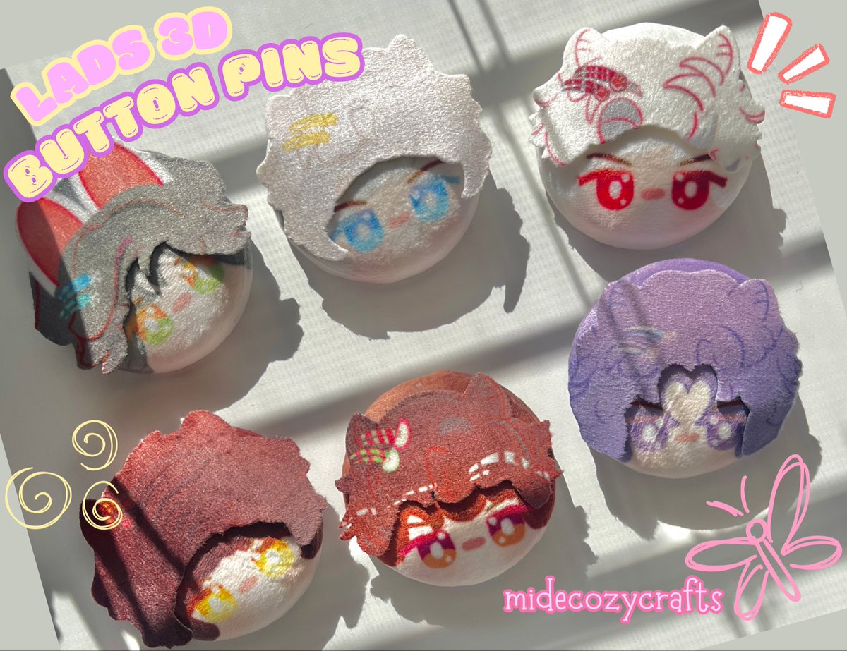 midecozystudio's tweet photo. New shop update!! 
All LADS button plush pins. https://t.co/PvN2QRJON1