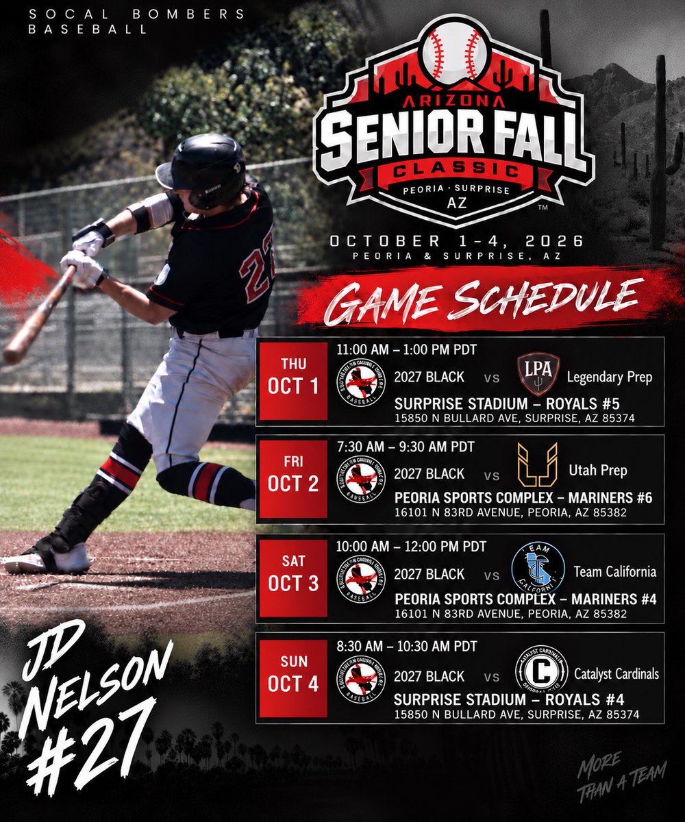 JosephNelson_27's tweet photo. The schedule is out for the AZ Fall Classic in a couple of weeks. I can’t wait to be back on the field with my teammates. #AZFallClassic #ClassOf2027 #Uncommitted2027 #Uncommitted #BaseballRecruiting #SoCalBaseball #Outfielder https://t.co/6D2o4G61nO
