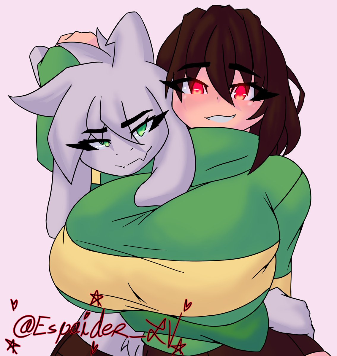 Espaider_LV's tweet photo. Chara x Asriel - Aniversario de Undertale
💚❤️💚❤️💚❤️💚❤️💚❤️
Están festejando el aniversario.
Ese wey ese wey anda presumiendo a su esposa. https://t.co/XuuVb9bvc5