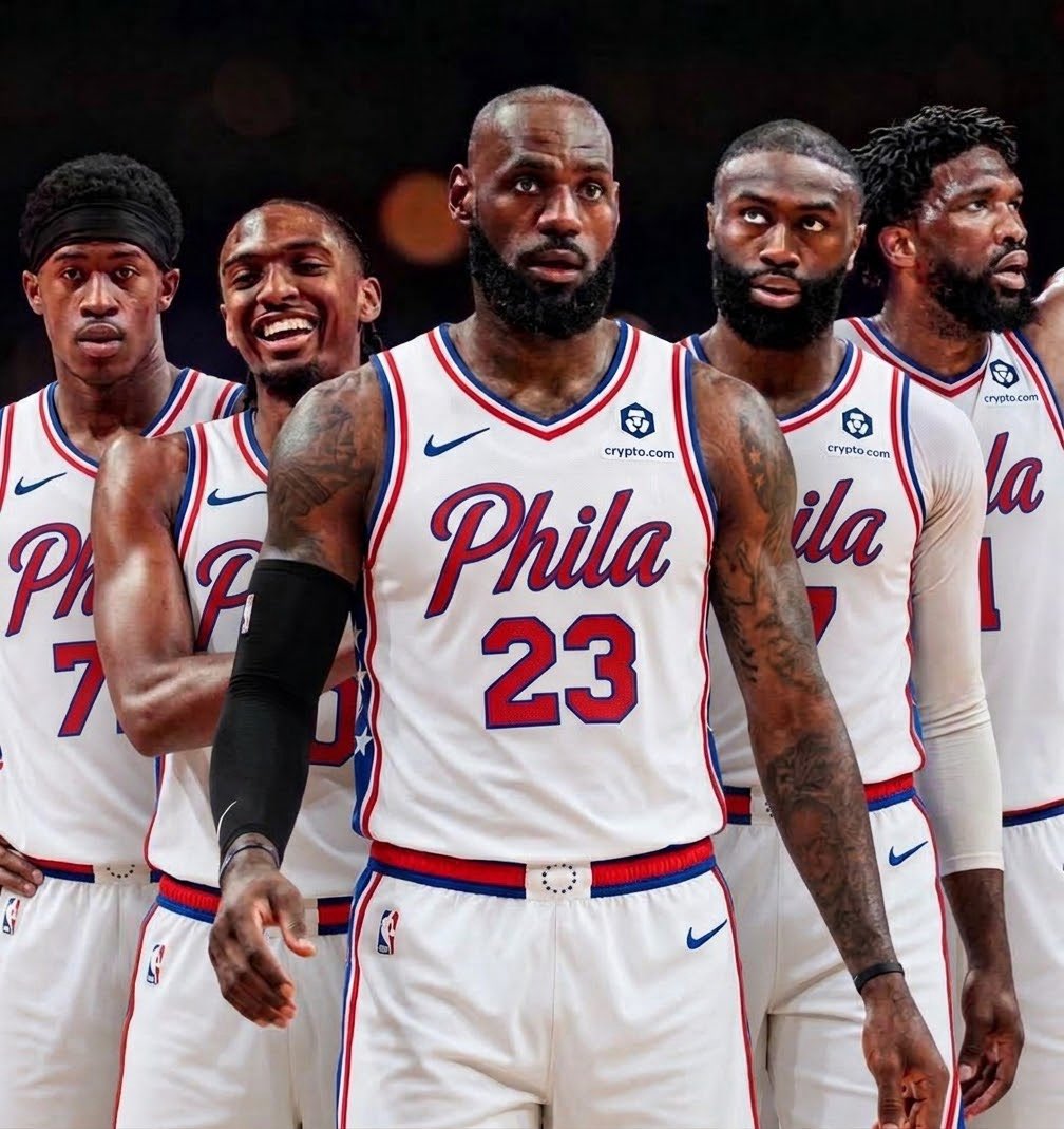 76ersMuse's tweet photo. TRUE OR FALSE: 

The 76ers have the most talented starting 5 in the NBA 👀 https://t.co/etVYrZfkBU