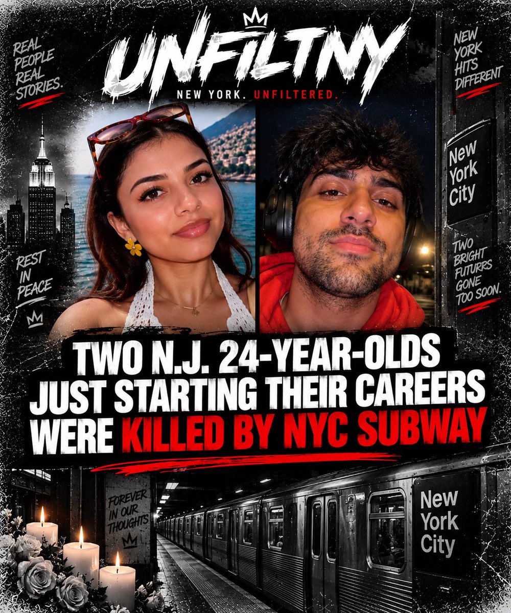UNFILTNY1's tweet photo. Tragedy in Manhattan 💔
A 24-year-old woman and a man believed to be in his 20s were fatally struck by a southbound train at the Spring Street subway station after police say they were sitting on the tracks around 3:14 a.m.
#UNFILTNY #NYC #Manhattan #NYCSubway #NewYork #MTA https://t.co/TormU5Tur5