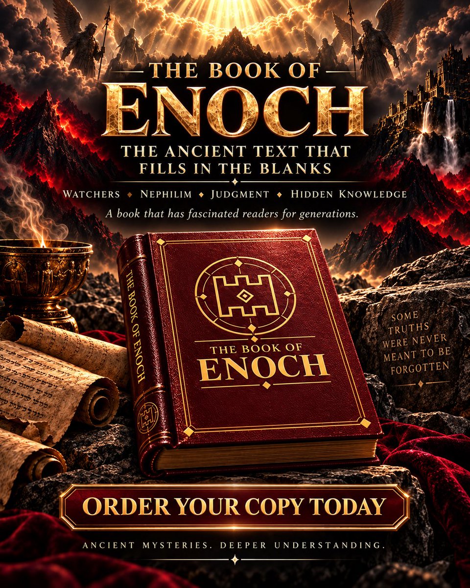 EnochsArchive's tweet photo. The Book of Enoch explores the Watchers, Nephilim, judgment, heavenly realms, and ancient mysteries that have fascinated readers for generations.

📖 Add this forgotten text to your collection today.

https://t.co/Tjz19q5zpf https://t.co/iy74HHjSAP