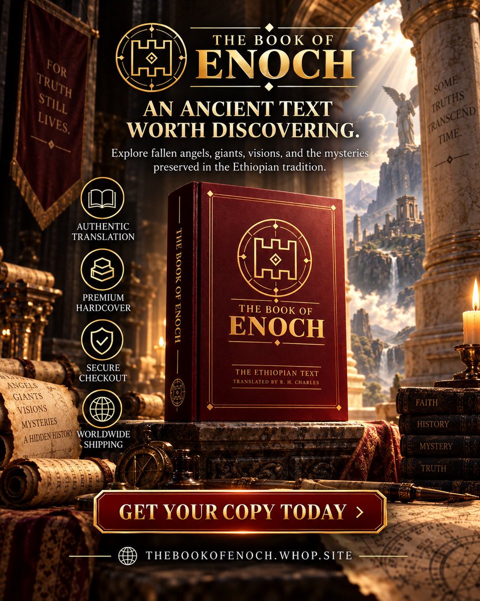 EnochsArchive's tweet photo. Discover one of the most fascinating ancient texts ever preserved.

The Book of Enoch explores fallen angels, giants, visions, judgment, and mysteries tied to the ancient biblical world.

📖 Get your copy today:
https://t.co/Tjz19q5zpf https://t.co/nXXFRxsgoz