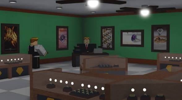Shankara_dp's tweet photo. Just found out from @DuckableDev's vid, that @ForgeGUI is using licensed gameplay from @mstonegames historic game Notoriety for AI ads! Spotted it flashing from 6:33-6:34 in @DuckableDev vid—it’s literally the Jewelry Shop &amp; R&amp;B Bank Vault! 
 #RobloxDev https://t.co/z843exyPZc
