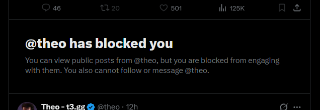 GentBajko's tweet photo. Oh man @theo , grow tf up some day and learn to take what you dish https://t.co/fJoez9eA6y