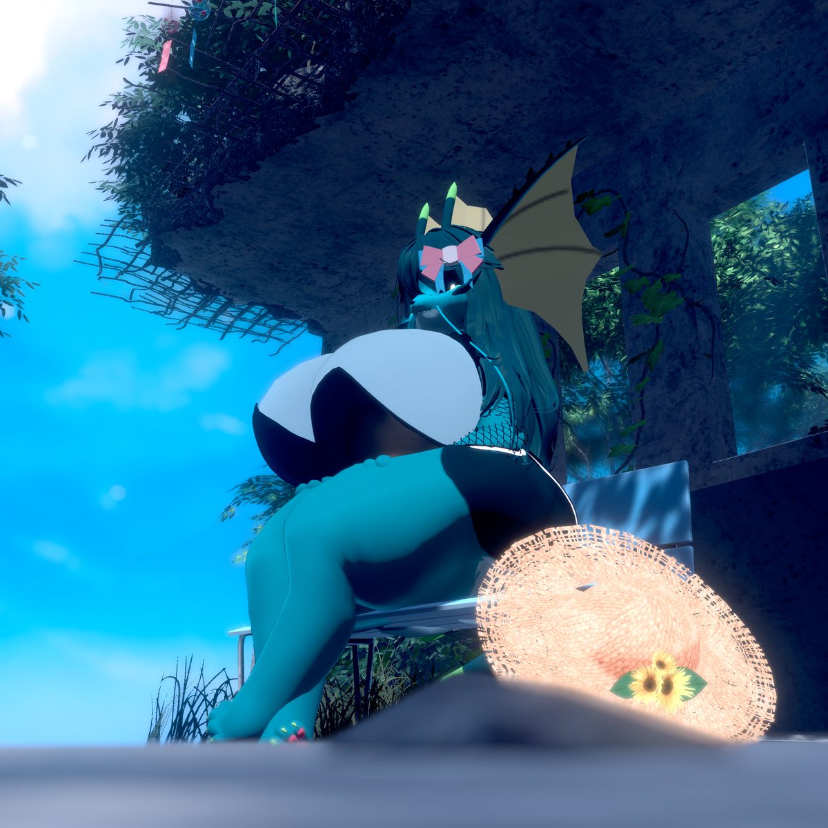 kitshnaya's tweet photo. Só relaxando na sombra antes de voltar para o mar 🤫🌴

#Vaporeon #Eeveelution #VRChat #VirtualPhotography #VRChatPhotography #PokemonCommunity #TransGamer #TransGamerGirl #CozyGaming #GamerAesthetic #SummerVibes #BeachRuins #TransPride #ThickAesthetic #TropicalLife https://t.co/EJnZRjR8FG