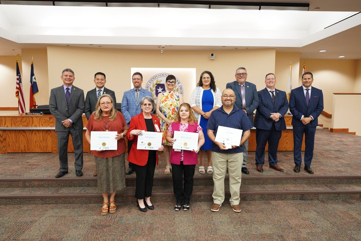 SocorroISD's tweet photo. The Board of Trustees honored #TeamSISD employees celebrating 25, 30 and 40 years of service to the district. Through decades of growth, change and historic moments, these employees have remained unwavering in their commitment to students, families and the SISD community. Congratulations!