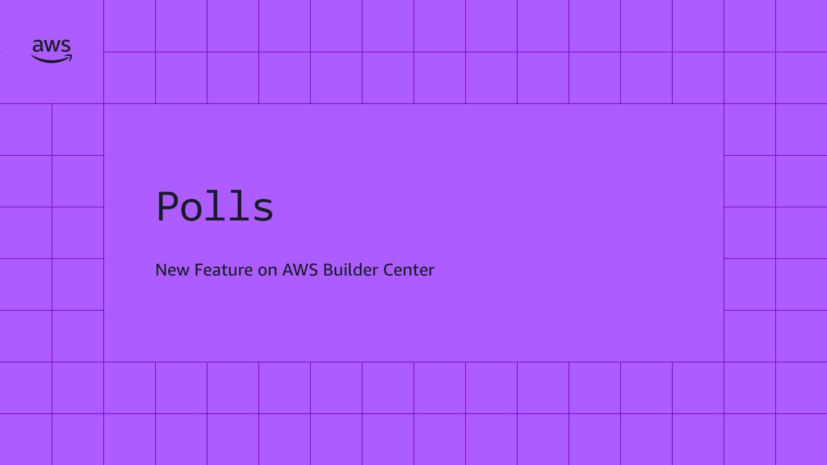 ricksuttles's tweet photo. New on AWS Builder Center: Polls 📊

Ask the community for their input - create a question, add options, set a deadline, and let builders vote. Results update live and the conversation happens right in the comments.

Check it out: https://t.co/vBwYxWfWxH https://t.co/SPX01w5FEt