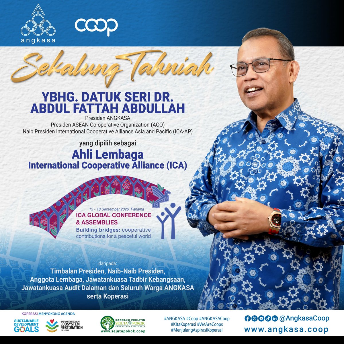 ANGKASACoop's tweet photo. 𝐒𝐞𝐤𝐚𝐥𝐮𝐧𝐠 𝐭𝐚𝐡𝐧𝐢𝐚𝐡 𝐝𝐚𝐧 𝐬𝐲𝐚𝐛𝐚𝐬! 🇲🇾🌏🤝

https://t.co/JQdMTweTZr https://t.co/1Ij9zBdMuq