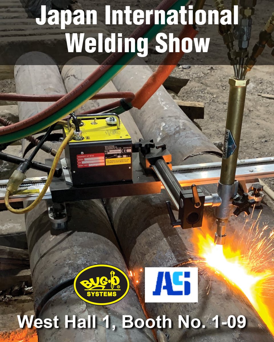 BugOSystems's tweet photo. Visit us at the Japan International Welding Show in Tokyo. We can be found with our Distributor Aichi Sangyo: West Hall 1, Booth No. 1-09. Learn how BUG-O mechanization can help you increase your cutting and welding productivity! @aichi-sangyo-co.-ltd #bugosystems #welding https://t.co/vqy1IPoprG