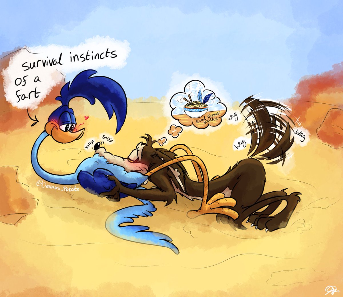 Ominus_Potato's tweet photo. Stupid ass bird gonna get himself killed.

#wilerunner #roadrage #wileroad #fanart #coyotevsacme #wileecoyote #roadrunner https://t.co/IGUCF6Z00P