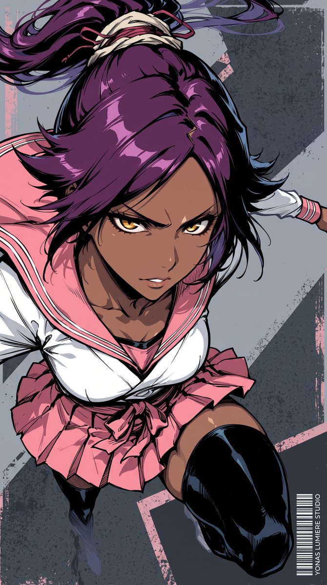 oneesan_aiart's tweet photo. Pink seifuku, confident attitude, and effortless charm. Yoruichi Shihouin knows exactly how to steal the spotlight. 💜✨

#YoruichiShihouin #Bleach https://t.co/Gr08UnDfvq
