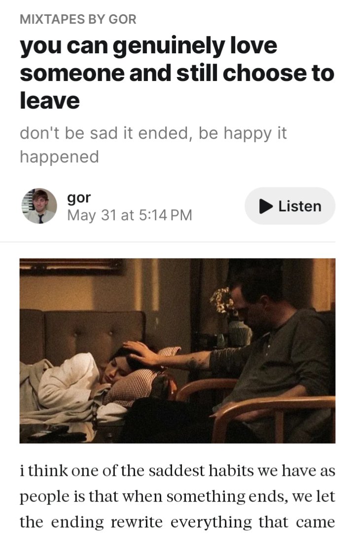 journeywithApr's tweet photo. kalian harus liat bacaan Substack ku semalem.... merasa relate 🥲😩

you can genuinely love someone and still choose to leave https://t.co/T4zJb1Jbrh