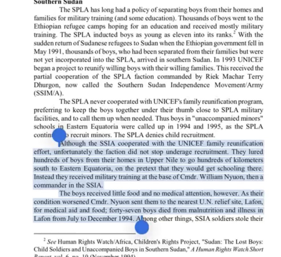 Crusader187's tweet photo. Can you even make the shit up? Nyadol Nyuon attempts to gain empathy stating Her father was beaten in Sudan fighting the war..
And neglects to tell you he was a war criminal who abducted underage children to force them to fight, Starved them to death and killed journalists. https://t.co/JWyDGICKuC