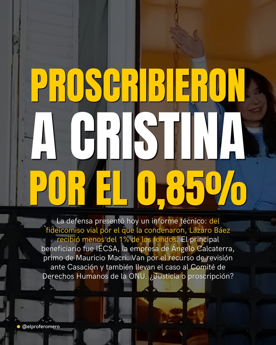 romerodiario's tweet photo. Hoy la defensa de Cristina presentó el número que rompe la condena:

Del fideicomiso vial por el que la proscribieron, Lázaro Báez recibió apenas el 0,85% de los fondos.
Menos del 1%.

Abro hilo 🧵 https://t.co/aIVeA02tGA
