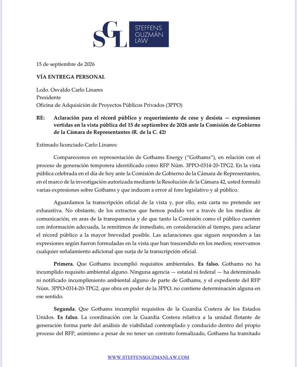 LeninPR's tweet photo. El issue de Power Expectations es una bola de nieve que sigue creciendo.

Una de las empresas que perdió la licitación negó las deficiencias que alegó Osvaldo Carlo sobre su propuesta.

¿Querían favorecer como sea a la empresa sobre la que cabildeaba Alfredo Escalera de Globalize?

La firma cabildera Globalize es vista como la sucesora de Politank y varias fuentes vinculan a Francisco Domenech con Escalera.