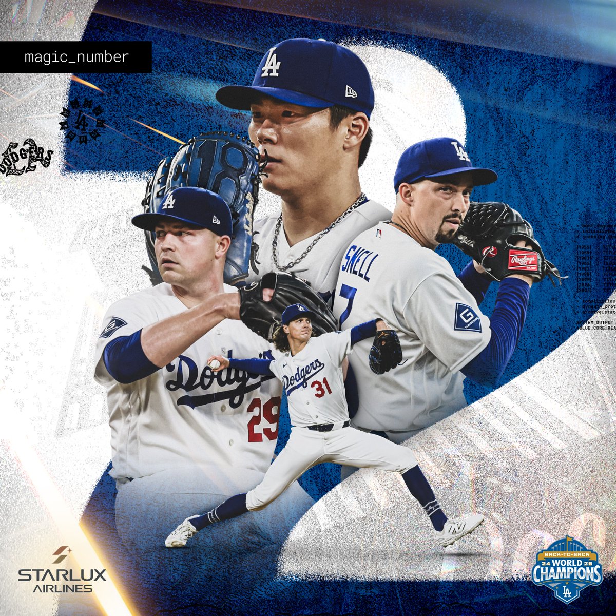 Dodgers's tweet photo. Magic number: 2️⃣ https://t.co/Q5ChTrpFC8