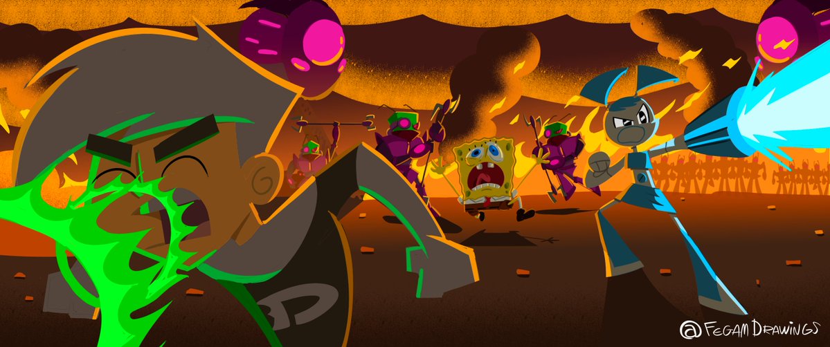FegamDrawings's tweet photo. Invasion!!!! #spongetwt #spongebob #mlaatr #jennywakeman #dannyphantom #nickelodeon #nicktoons #crossover #fanart #invaderzim #nostalgia https://t.co/gloOS2lhLl
