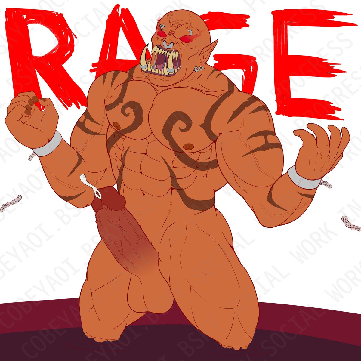 Cobeyaoi's tweet photo. (3/3) And finally my favorite orc ever, Garrosh Hellscream from World of Warcraft ;) #Warcraft #WorldofWarcraft #WoWArt #WarcraftArt #Bara #BaraArt #GayArt #Yaoi #NSFWArt https://t.co/EFxn2vAy7s