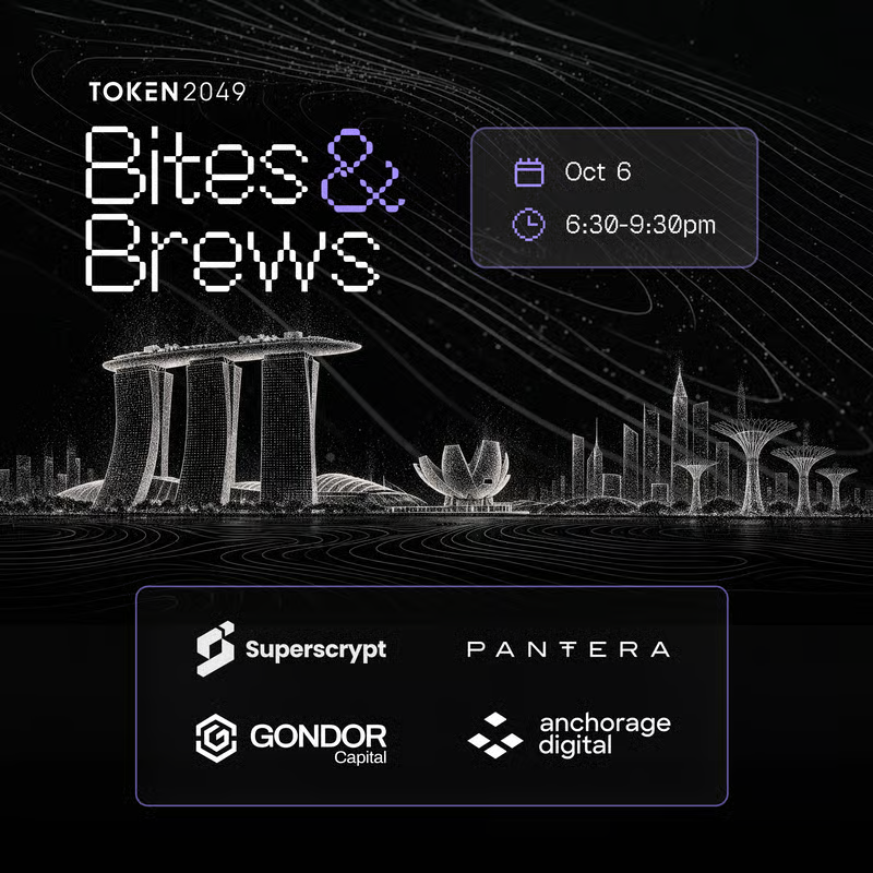 Superscrypt's tweet photo. TOKEN2049 is trending, which means the calendar Tetris has officially begun. 

Superscrypt is kicking things off the night before with Bites &amp; Brews, jointly hosted alongside our esteemed partners @PanteraCapital, @GondorCapitalIO and @Anchorage.  

Details in 🧵 https://t.co/MEmd40OCMg