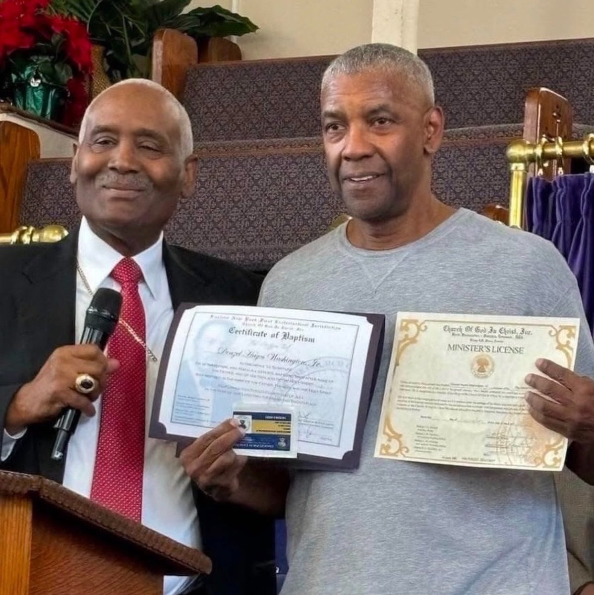 MrsDanielleGill's tweet photo. Actor Denzel Washington is going viral for getting baptized when he was 69 years old, right before his 70th Birthday in 2024.

“I was filled with the Holy Spirit… You can’t talk like that and win Oscars.”

God is more important than the Oscars. https://t.co/Nrx1XEnzWm