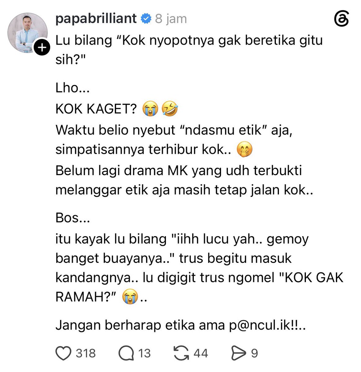 komisarisnetzen's tweet photo. SILENT MAJORITY apakah masih terhibur dengan etika prabowo? https://t.co/5IxWono4ut