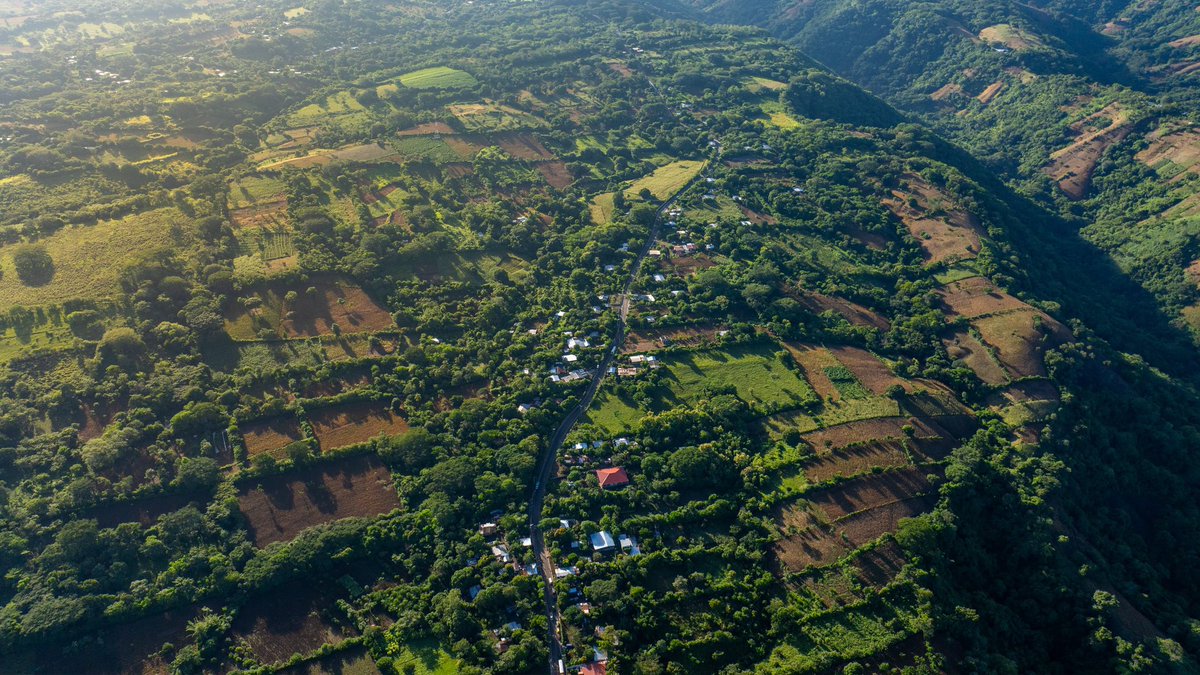 PresidenciaSV's tweet photo. “Como ya nos explicó el representante de @ObrasPublicasSV, la idea era conectar a Ahuachapán con Los Toles. Y esa era una calle de 8 km, una calle que ya es bastante larga.
 
Pero luego cuando vino @ObrasPublicasSV a trabajar, salieron de otras comunidades a decir: 'que llegue hasta nuestro cantón, que llegue hasta nuestro caserío, que llegue hasta nuestro centro escolar'. Y entonces la calle se amplió de 8 a 12 km. Un 50 % más. Lo que la hizo un poco más cara, pero beneficiaría a muchísima más gente.
 
Yo les dije: 'Hagámoslo así'. Pero luego me dijeron: 'Presidente, la hemos ampliado tanto que estamos a 3 km de Guatemala'. Y les dije: 'Lleguemos a Guatemala'. Porque aunque ahorita esto es un paso normal, con el tiempo, primero Dios, Guatemala hará su calle también y va a traer un paso fronterizo. Y obviamente, inversión, empleo y turismo”, Presidente @nayibbukele. 🇸🇻