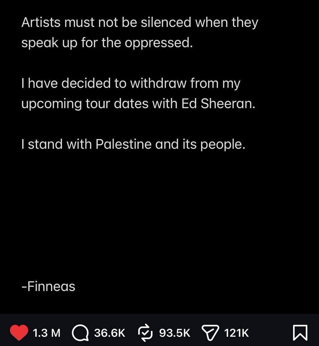 remsbloom's tweet photo. So many pro-Palestine celebrities, including Palestinian journalist Motaz Azaiza, have shown Finneas support. You can keep calling him performative and trying to cancel him, but it’s clearly not going to work when Palestinians are standing with him. He has Palestine on his side. https://t.co/KrR8zQy9Gh
