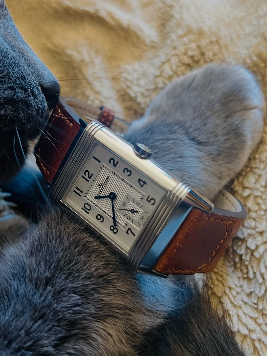 StuartDebaim's tweet photo. Does this look too big on the wrist? Yesterday’s wristshot and wrist size check with the Jaeger-LeCoultre Reverso DuoFace Travel Time. https://t.co/YjvIJ9U6Rt