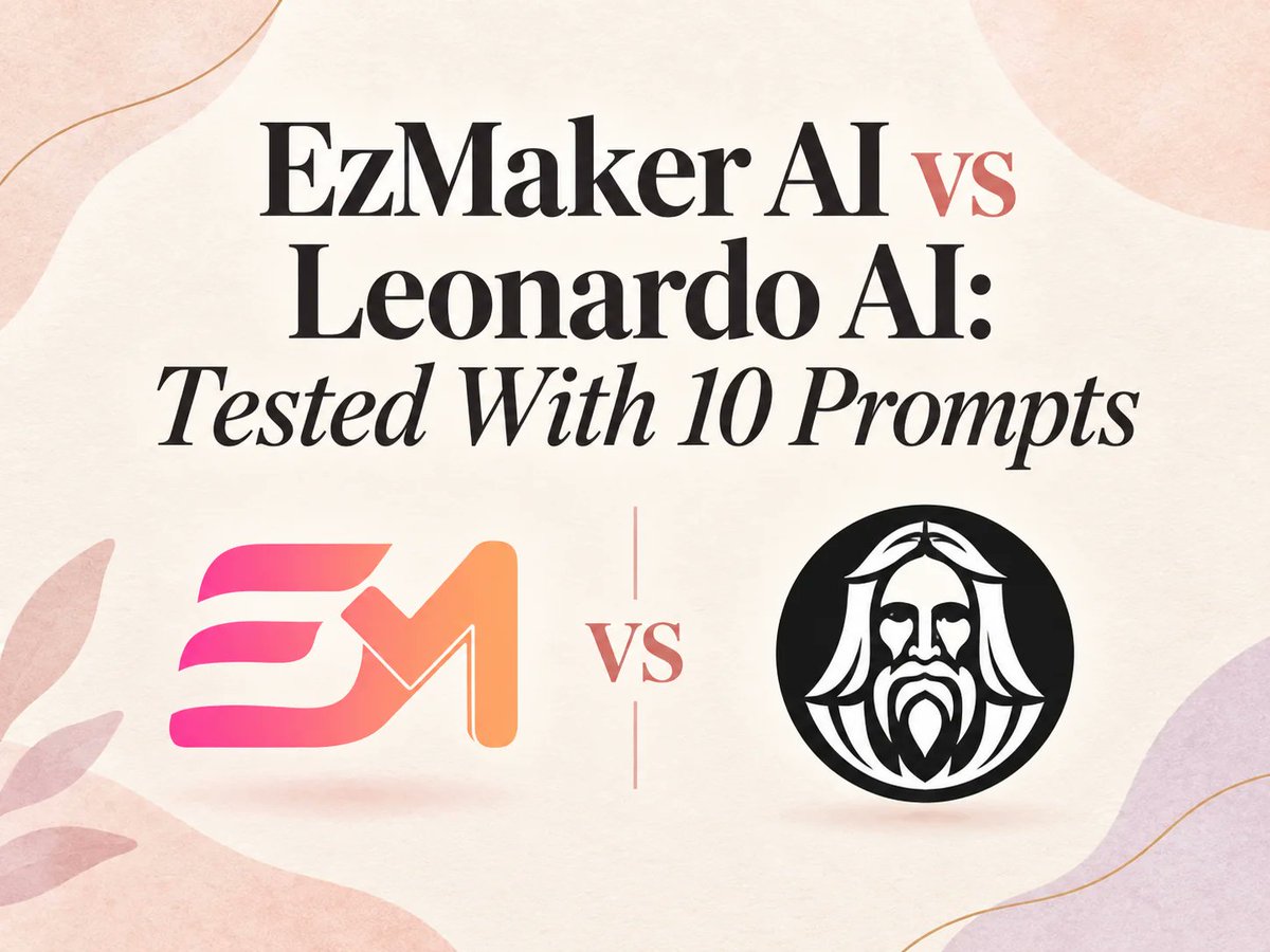 EzMakerAI's tweet photo. Not sure whether to use EZMaker AI or Leonardo AI? 👀
We've put together a side-by-side comparison of EZMaker AI and Leonardo AI to help you understand the differences before choosing your next AI image tool.

👉 Read the full comparison:
 https://t.co/j5G6hXVZ7k https://t.co/kJsjiVXLkm