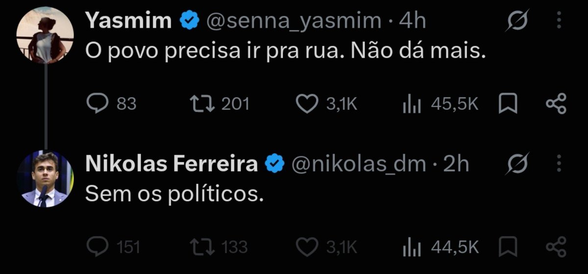 joao8_32_JB's tweet photo. Em vez de canalizar a indignação popular para elegermos Flávio Bolsonaro, nikolas quer manifestações “sem políticos” — a não ser os candidatos anti-Bolsonaro que ele apoia.

Nikolas é um SABOTADOR. Ferramenta do sistema contra o Brasil.

Se nikolas indicou, NÃO VOTE 🚫 https://t.co/adpBKTjAl4
