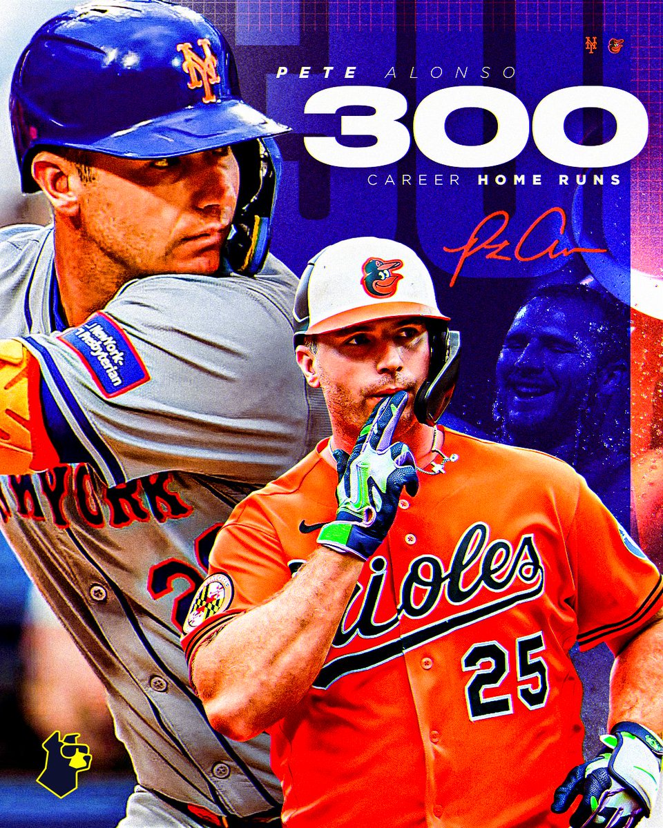 UnderdogMLB's tweet photo. Pete Alonso reaches the 300 HR mark in the 10th fewest games in MLB history. (1160 games) https://t.co/bvN3XujIWz