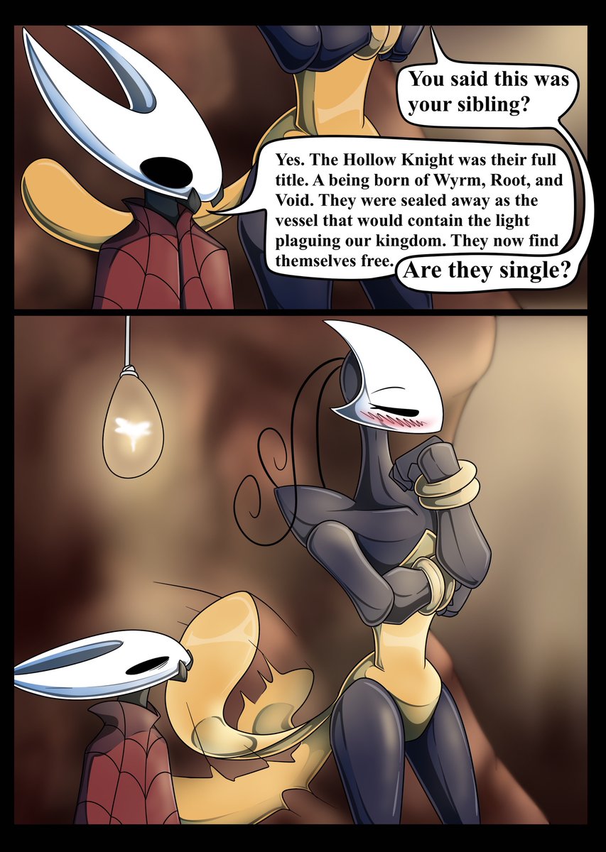 flamescales29's tweet photo. Happy Anniversary to this post and to them I guess

Decided to do a remake of the comic that seemingly started it all lol. 
#Shakollow #Silksong #Hollowknight https://t.co/9hqRigkYfi
