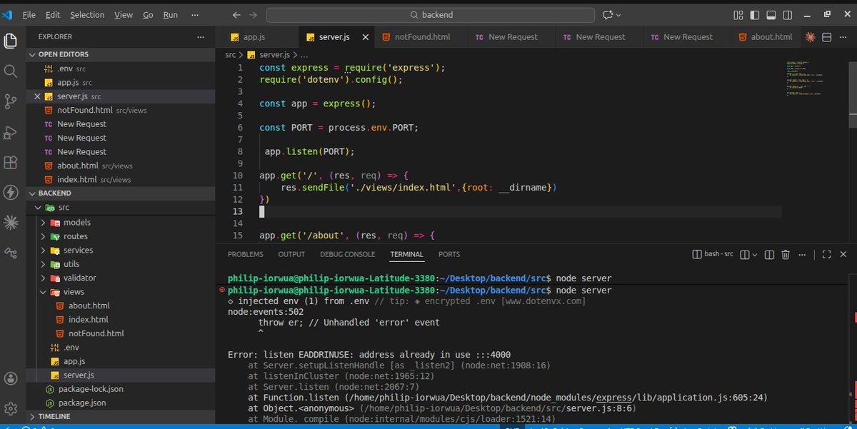 PIorwua12080's tweet photo. Day 16 of #30DaysOfCoding. Net step, new style of reasoning, new challenges, kinds of bugsπ, but still pushing harder. Learning validation and authorization, loggers and Jwt tokens with Express.js.
#express #buildinpublic #WebDevelopment https://t.co/WVeunocWFH