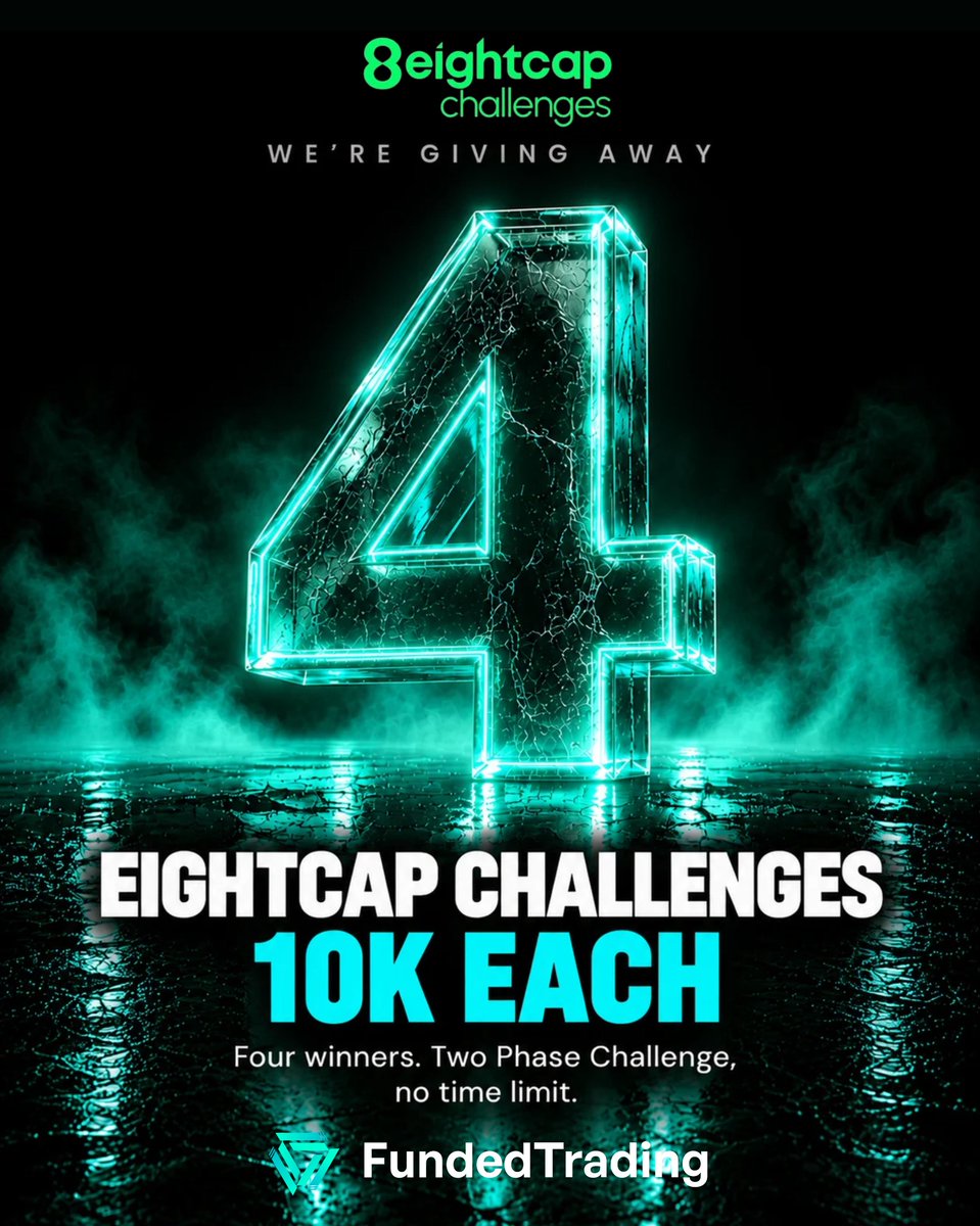 funded_trading's tweet photo. We're giving away 4 Eightcap Challenges accounts. One 10K Two Phase Challenge each.

@8Cchallenges  is the evaluation arm of Eightcap, a regulated broker out of Melbourne.

How to enter:
Create your free FundedTrading account → https://t.co/fCzTiRF7A6
Follow Eightcap Challenges on X & Discord
Follow the new FundedTrading Instagram
Repost this and tag 3 traders

All steps are required.
Entries close 22 September.