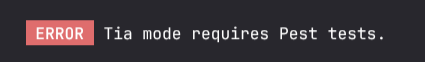 calebdw's tweet photo. Well...just found out the hard way that @pestphp `--tia` mode requires all the tests to be pest tests---no legacy phpunit classes 🫤 https://t.co/dsLS9NsWkz