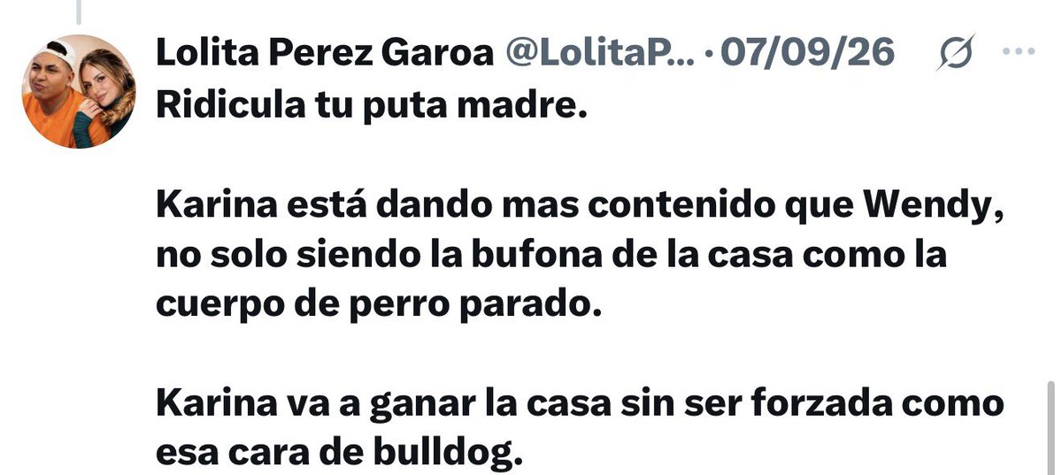 tikiroz's tweet photo. @ArnMercurio @lexila888 @VictoriaAaronly @MilyDsp9 @LolitaPlatan0 Jajajaja que le hacen caso a esta perra de la fama Lolita Guevara Torres Pérez Garoa y los que se sumen si es la más pinche traidora desleal. https://t.co/4jEWZkhRm1