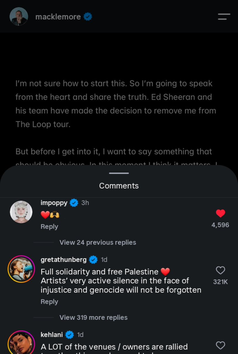 EmptyHades's tweet photo. 🚨 Poppy has shown her support for Macklemore’s stance on Palestine, commenting on his latest Instagram statement. ❤️🇵🇸 https://t.co/NXACsso2bn