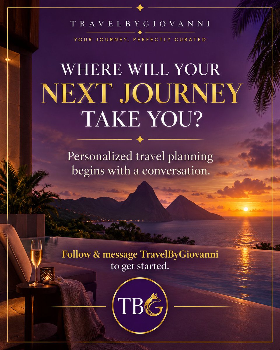 TravelByGio's tweet photo. Welcome to TravelByGiovanni ✈️🌍

Flights, hotels, resorts, cruises, car services and vacation packages—personally planned around your needs, preferences and budget.

Where will your next journey take you?

#TravelByGiovanni #TravelAgent https://t.co/2hdxI2APJt