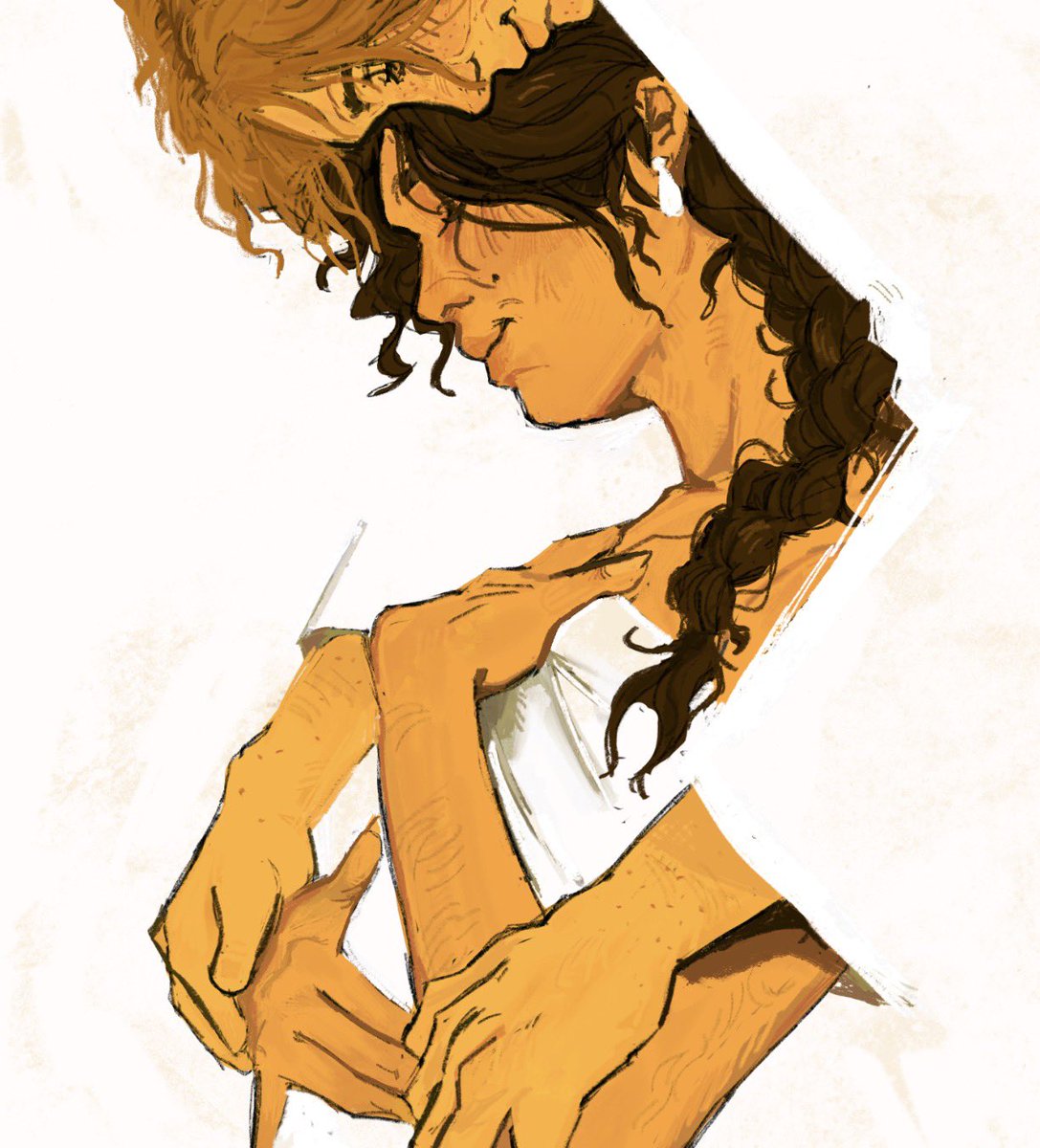 adlerlinton's tweet photo. every single time ive drawn them they have their hands on eachother man https://t.co/4zFn4o4UPq
