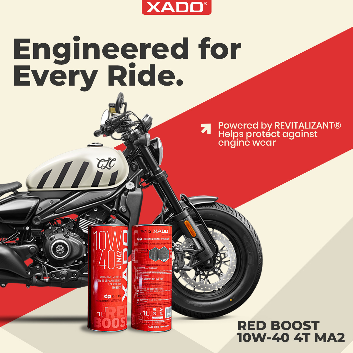 RichardKastvhy's tweet photo. Confidence starts with the right protection. RED BOOST 10W-40 4T MA2 delivers reliable performance and dependable engine protection on every ride. https://t.co/fqDTVj4Sm9