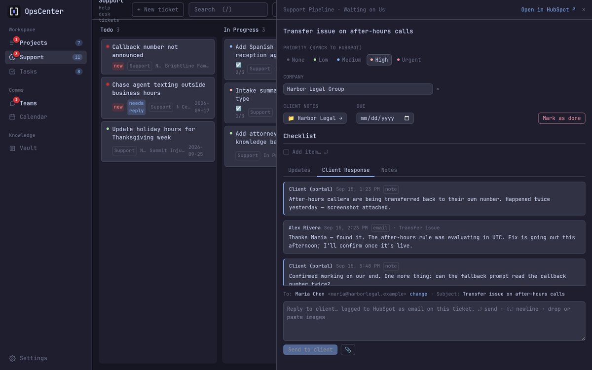 Jason_Stapleton's tweet photo. @ncfrontiersman I usually only build things for myself so I don't share much.  

But this is a custom app I built for work that pulls in Teams, Hubspot and a custom knowledge base to streamline my workflows. And of course @OmarchyLinux themed. 

https://t.co/JXFddhFxmE https://t.co/qsWTlWviA1