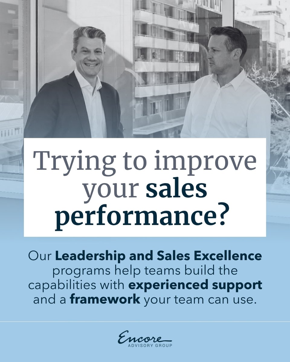 encoreag's tweet photo. Want stronger sales performance? Encore's Leadership and Sales Excellence programs give teams practical, real-world frameworks to build capability and perform. Learn more 👉🏻 https://t.co/k50xgv4MTV #encoreadvisory #advicebusinesses https://t.co/thiIRlnXj0